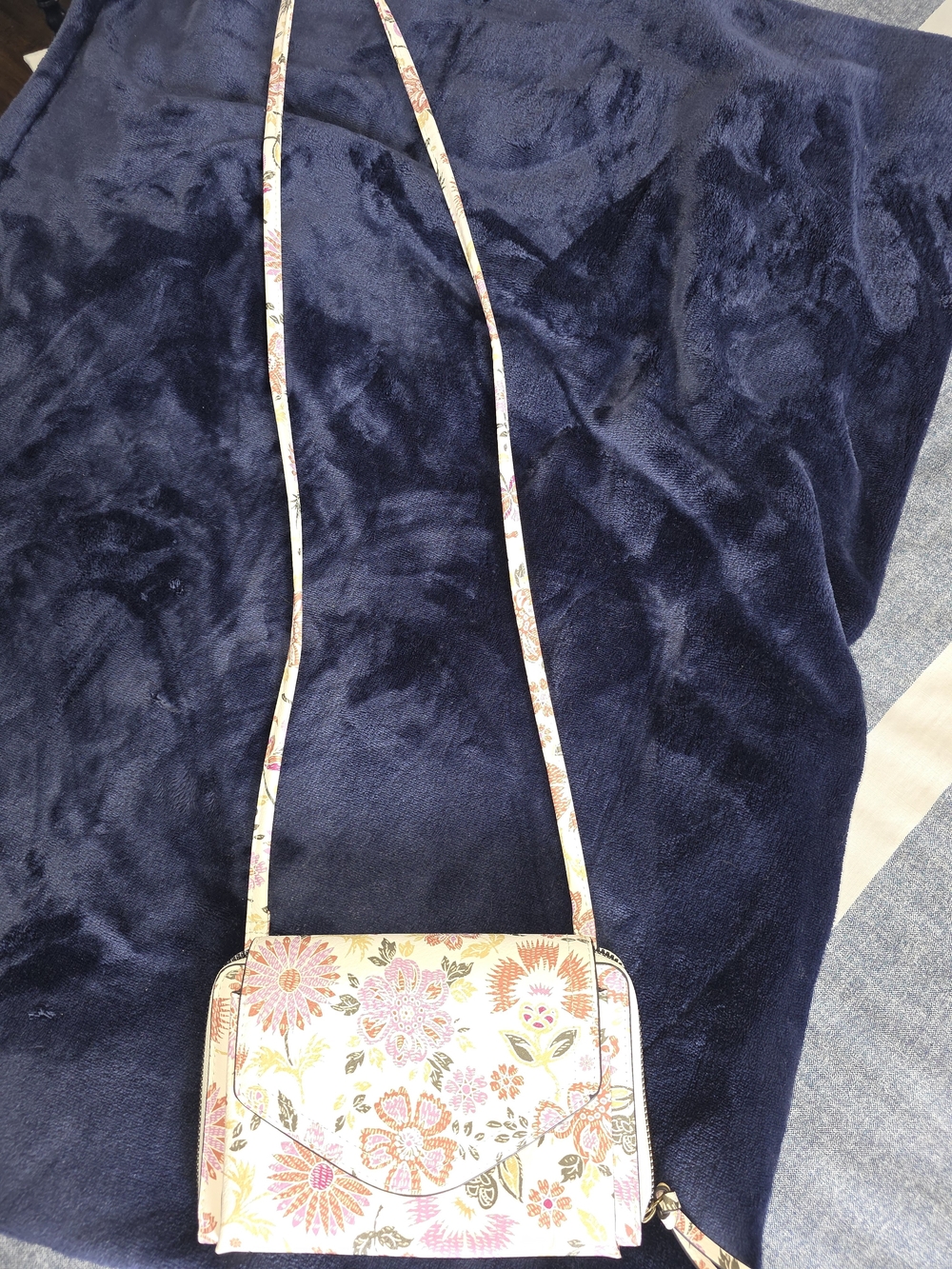 Floral Crossbody Shoulder Wallet - Pink & Cream